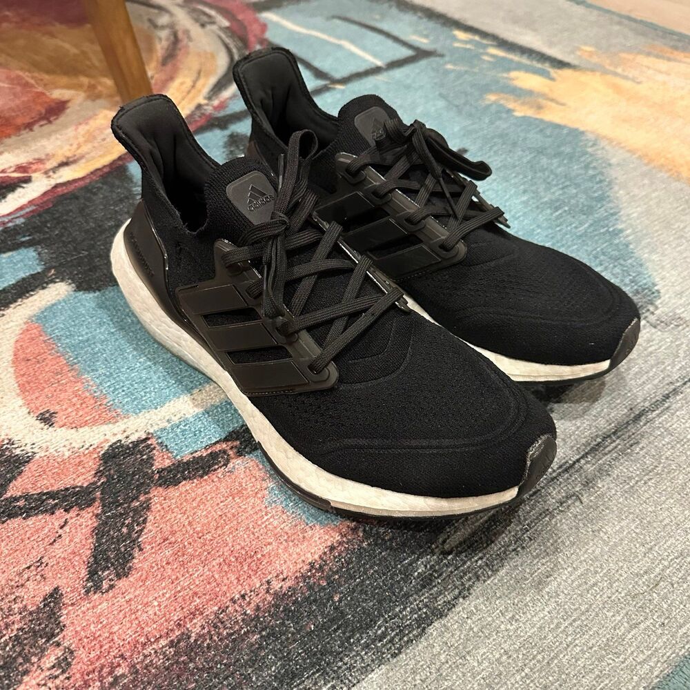 Adidas ultra boost black and white prime blue